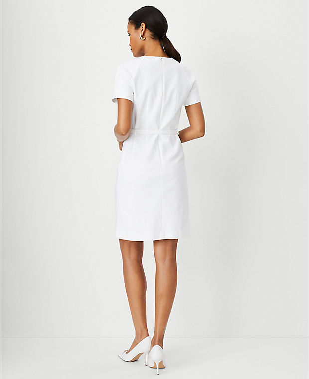 The Short Sleeve Belted A-Line Dress in Stretch Cotton