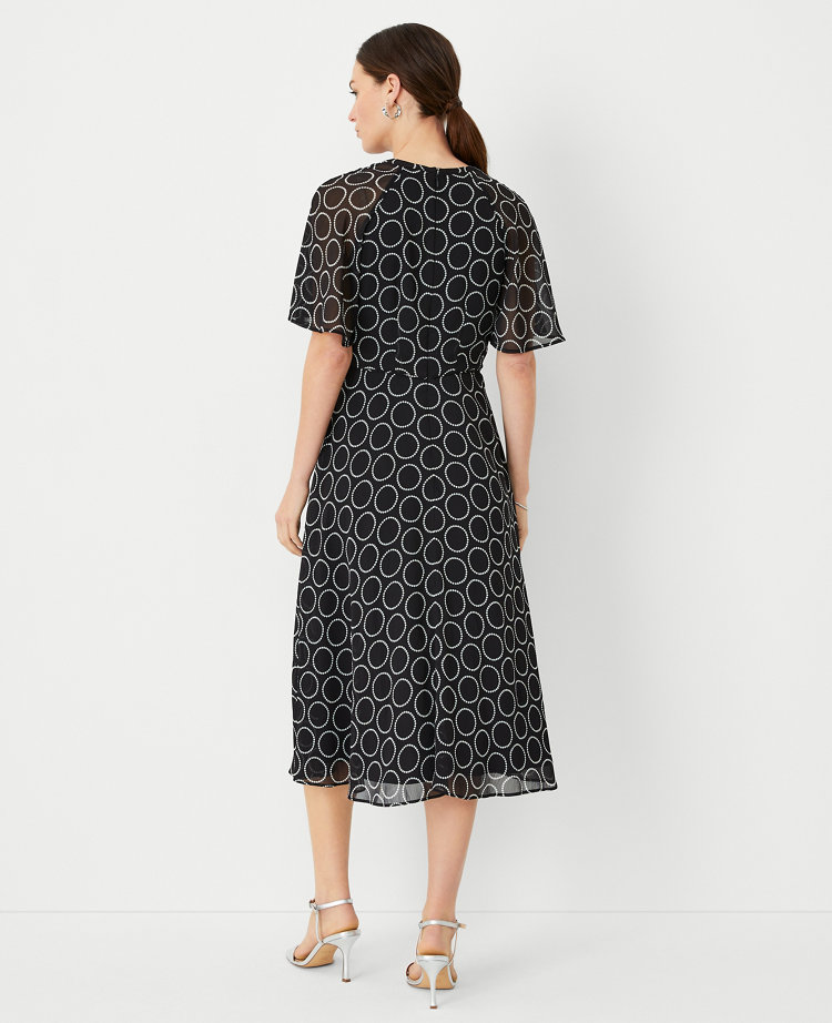 Circle Flutter Sleeve Flare Dress