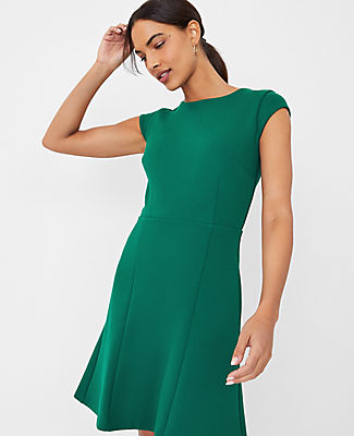 Ann Taylor Petite Pique Belted Flare Dress