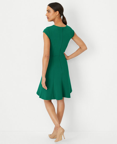 Petite Pique Belted Flare Dress