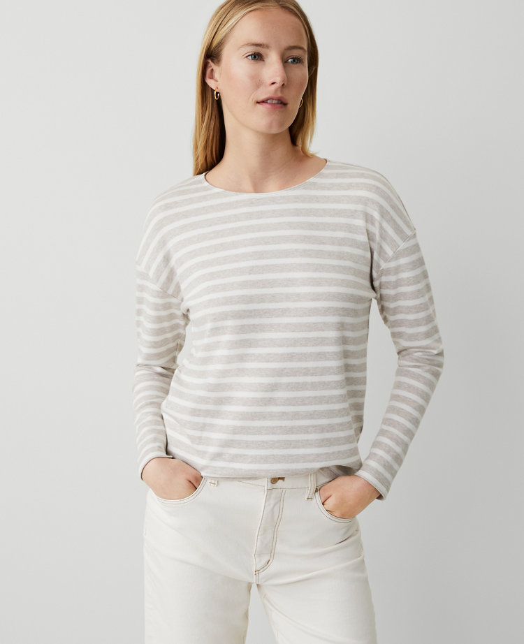 Ann Taylor AT Weekend Striped Drop Shoulder Tee