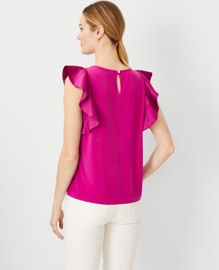 Petite Ruffle Shoulder Top
