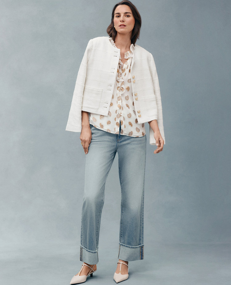 Ann taylor white denim jacket best sale