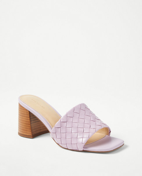 Ann Taylor Woven Leather Block Heel Sandals