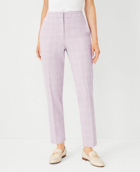 The Petite High Rise Ankle Pant in Plaid - Curvy Fit
