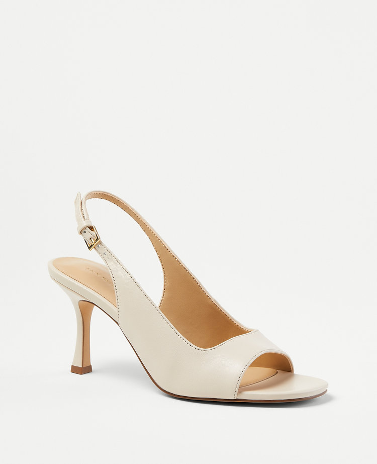 Ann Taylor Leather Square Toe Slingback Sandals