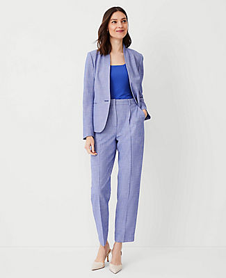 Ann Taylor The Petite High Rise Pleated Taper Pant Cross Weave