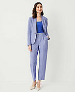 The Petite High Rise Pleated Taper Pant in Cross Weave carousel Product Image 1