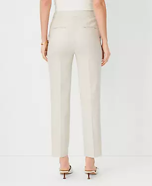 The Button Tab High Rise Eva Ankle Pant in Basketweave Linen Blend - Curvy Fit carousel Product Image 2