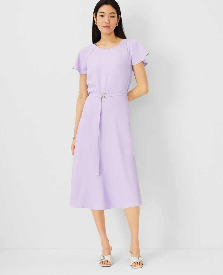 Ann Taylor Belted Flare Midi Dress