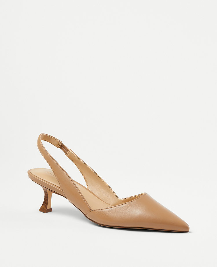 Ann Taylor Leather Slingback Kitten Heel Pumps