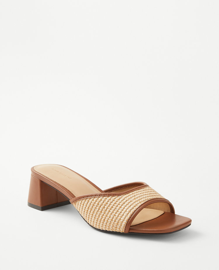 Ann Taylor AT Weekend Straw Single Strap Block Heel Sandals