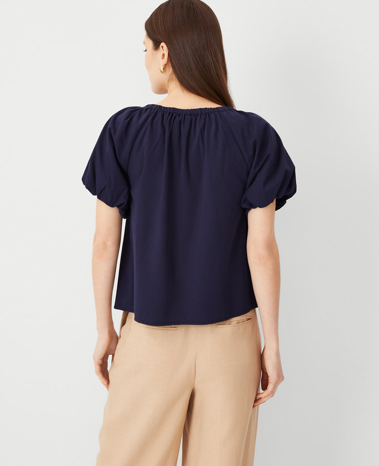 Bubble Sleeve Button Top