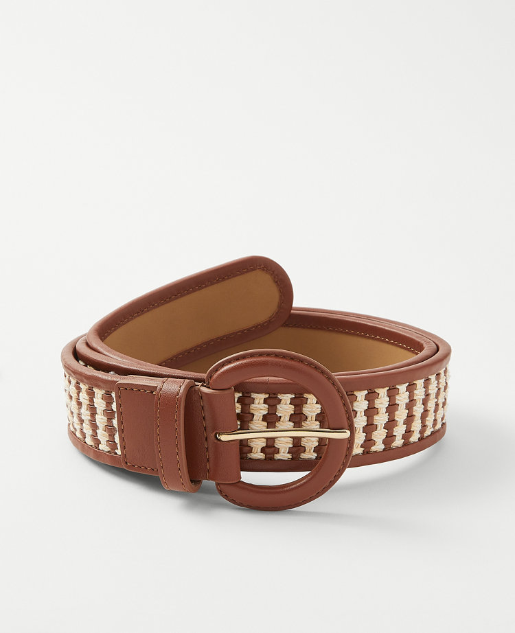 Ann Taylor Circle Buckle Straw Belt