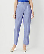 The High Rise Pleated Taper Pant in Cross Weave - Curvy Fit carousel Product Image 1