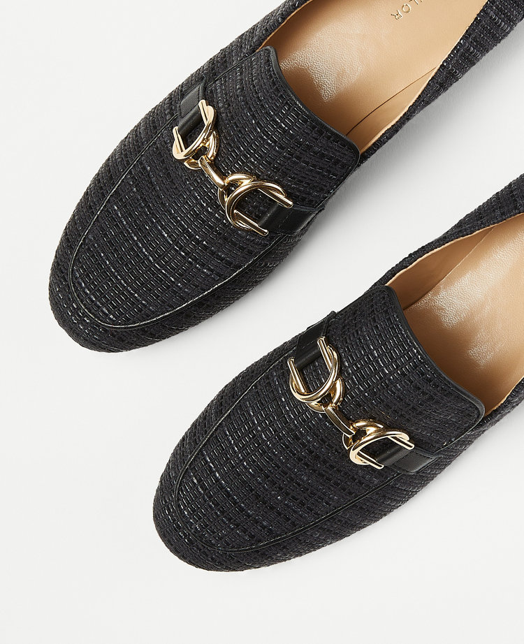 Chain Bit Straw Loafers