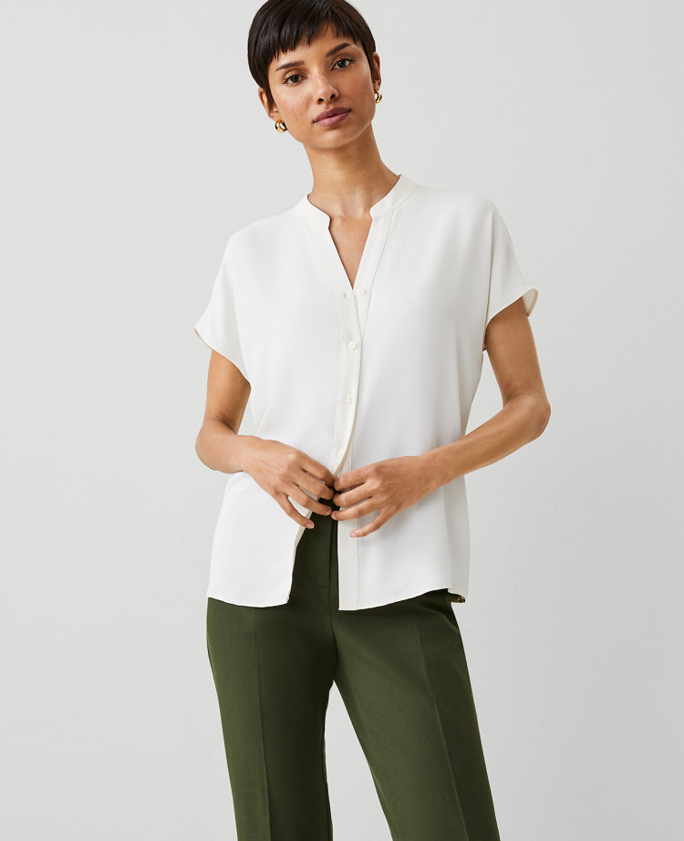 Buy Women White Solid Short Sleeves Shirt Online - 231849