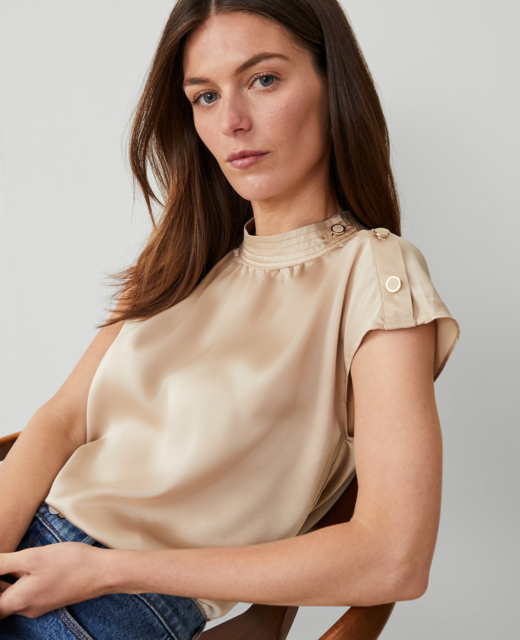 Trapunto Shoulder Button Top