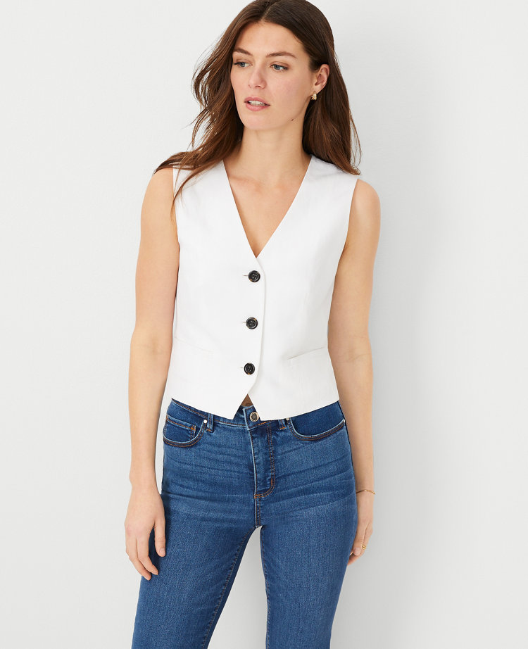 Petite Linen Blend Vest