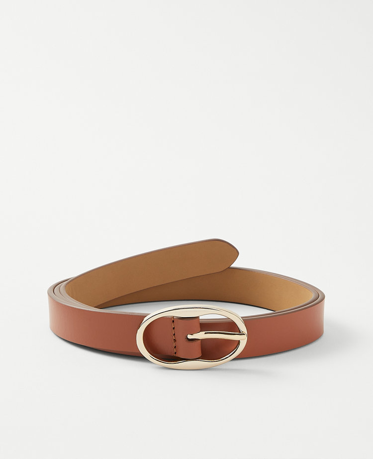 Oval Buckle Leather Belt