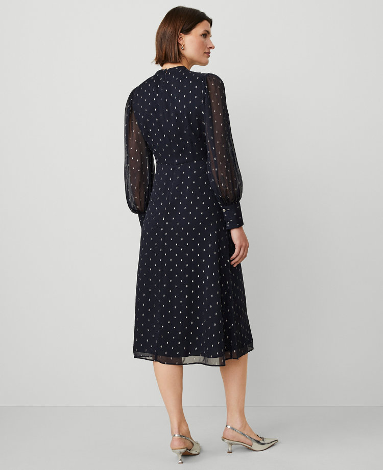 Ann Taylor Lurex Clip Midi Dress In Night Sky