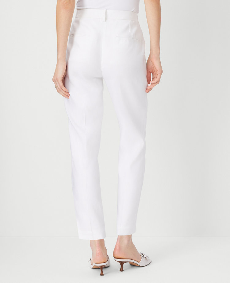 The Petite High Rise Ankle Pant in Herringbone Linen Blend