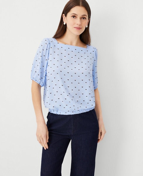 Ann Taylor Clover Boatneck Cropped Top