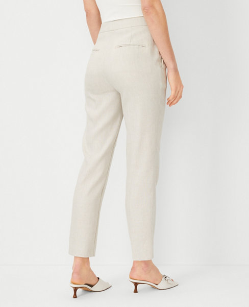 The Tall Button Tab High Rise Eva Ankle Pant in Basketweave Linen Blend