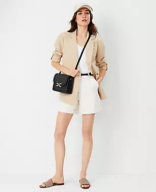 Petite AT Weekend Linen Blend Roll Sleeve Relaxed Blazer carousel Product Image 4