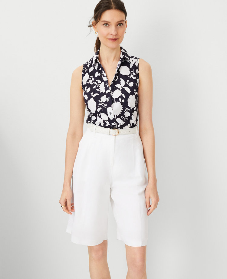 Ann Taylor Floral Sleeveless Essential Shirt