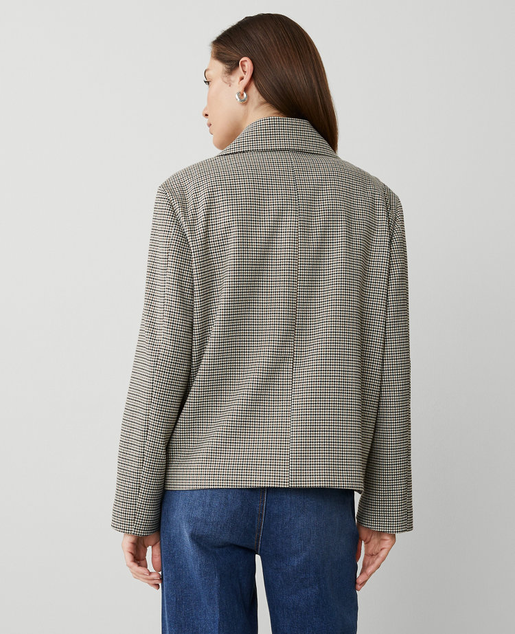 Ann Taylor Houndstooth Short Swing Trench Jacket Neutral Multi Women's