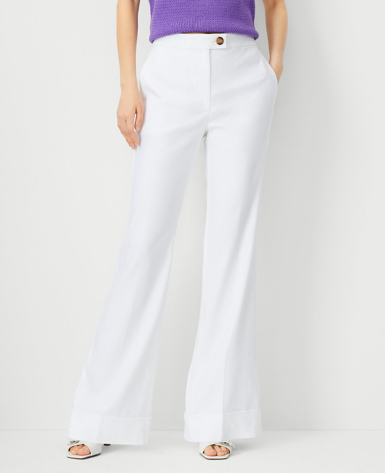 The Petite Tab Waist Cuffed Trouser Pant in Linen Twill