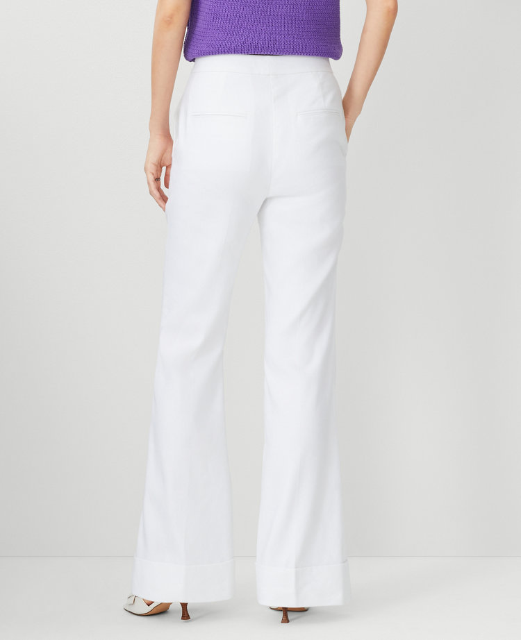 The Petite Tab Waist Cuffed Trouser Pant in Linen Twill