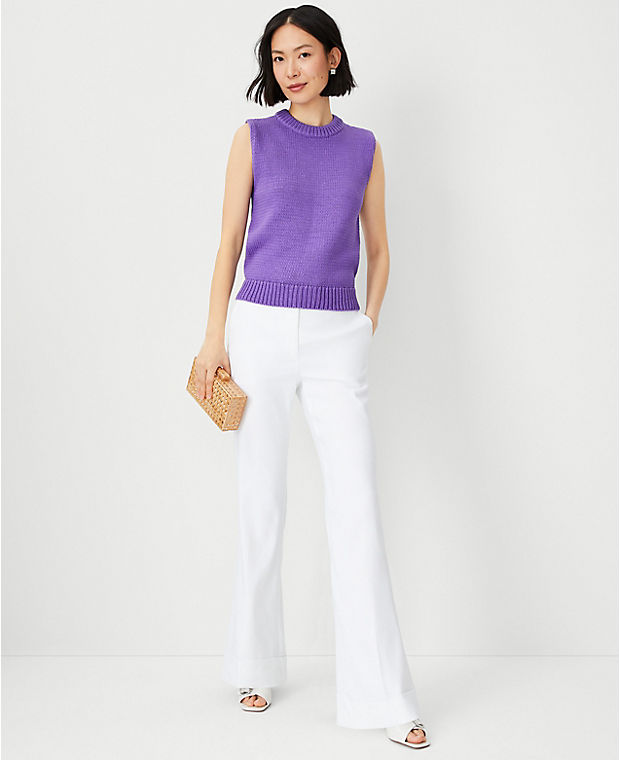 The Petite Tab Waist Cuffed Trouser Pant in Linen Twill