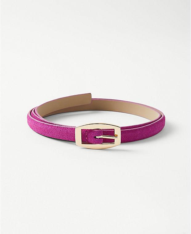 Curved Rectangle Buckle Suede Belt
