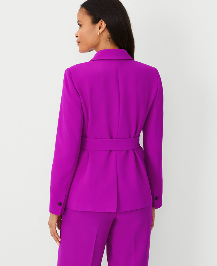 Ann Taylor Petite Crepe Belted Blazer Size 6 Vibrant Magenta Women's