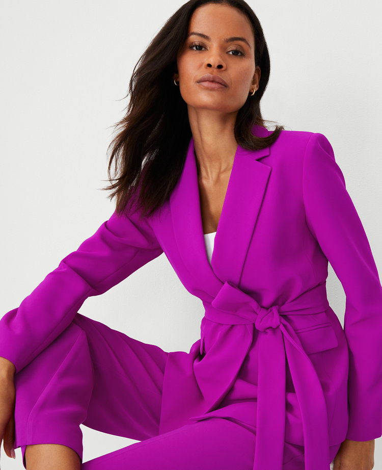 Petite Crepe Belted Blazer