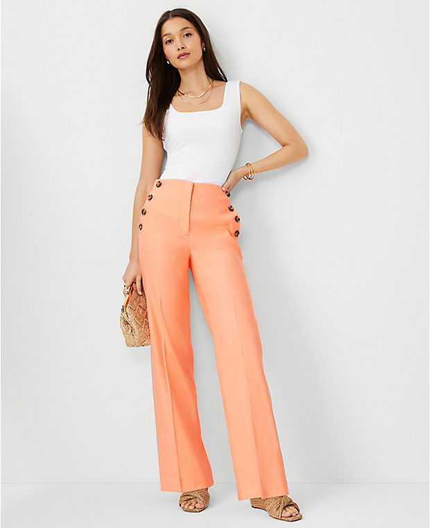 The Petite Straight Sailor Pant in Linen Blend