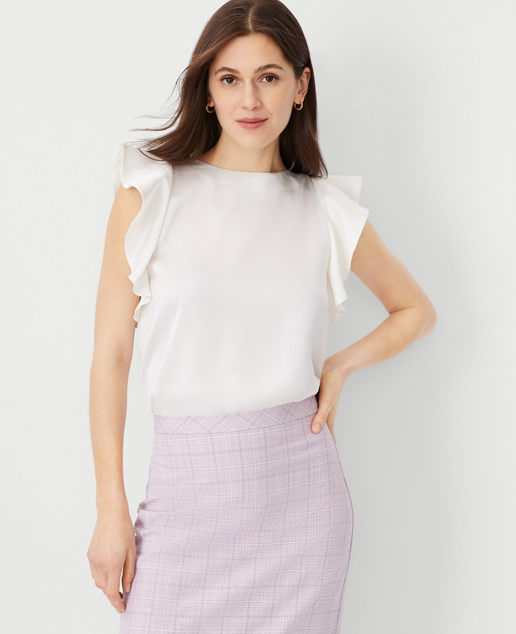 Ann Taylor Ruffle Shoulder Top