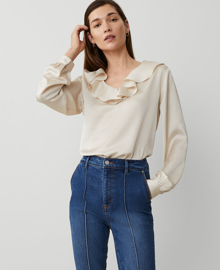 Flounce V-Neck Blouse