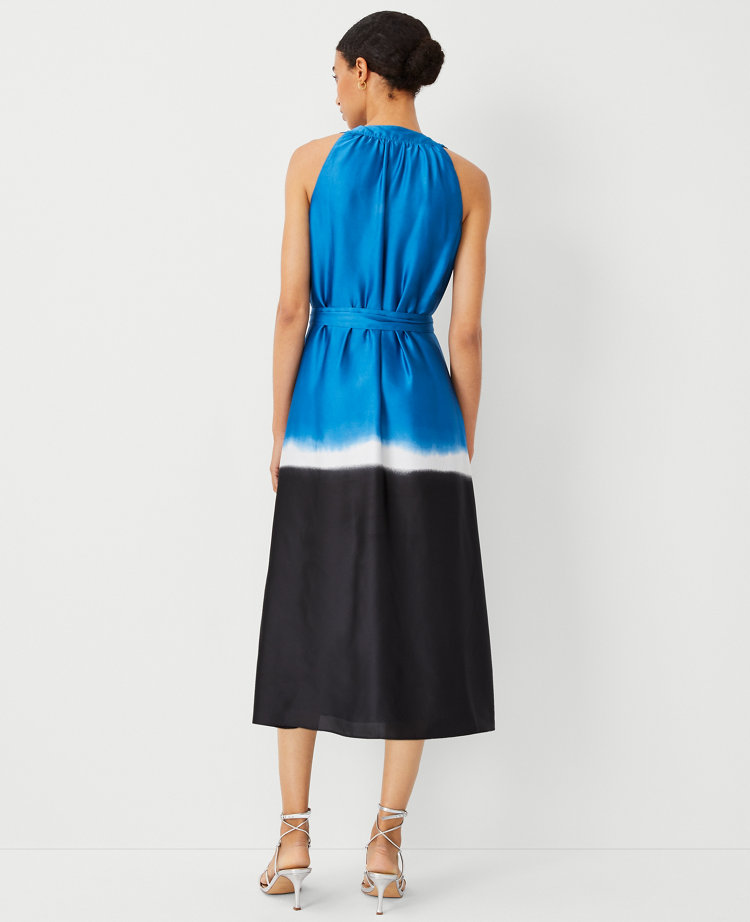 Ann Taylor Striped Midi Halter Pocket Dress Santorini Women's