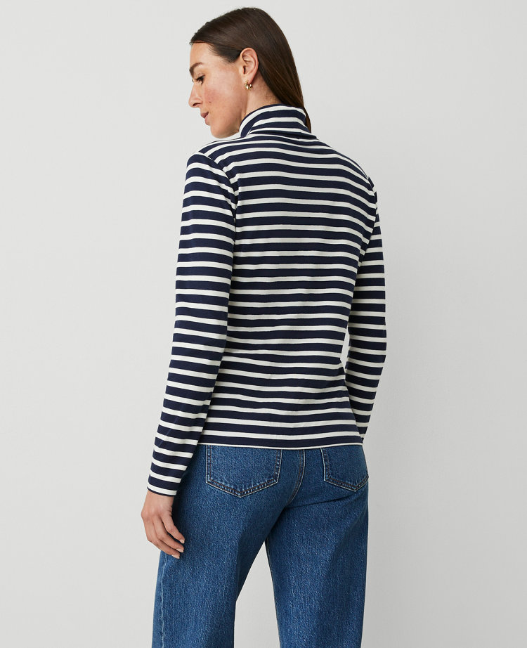 Weekend Collection Striped Turtleneck Top