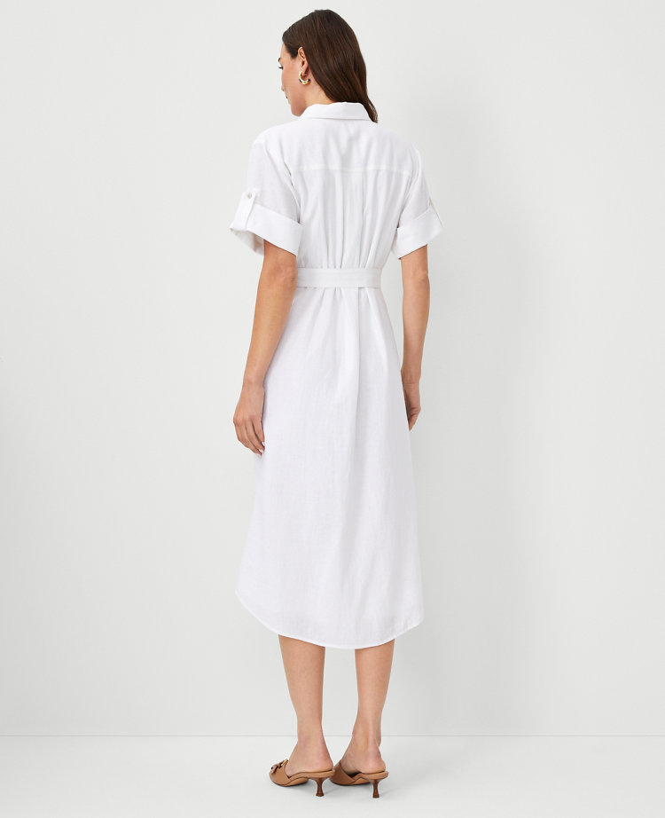 Petite Linen Blend Midi Shirtdress