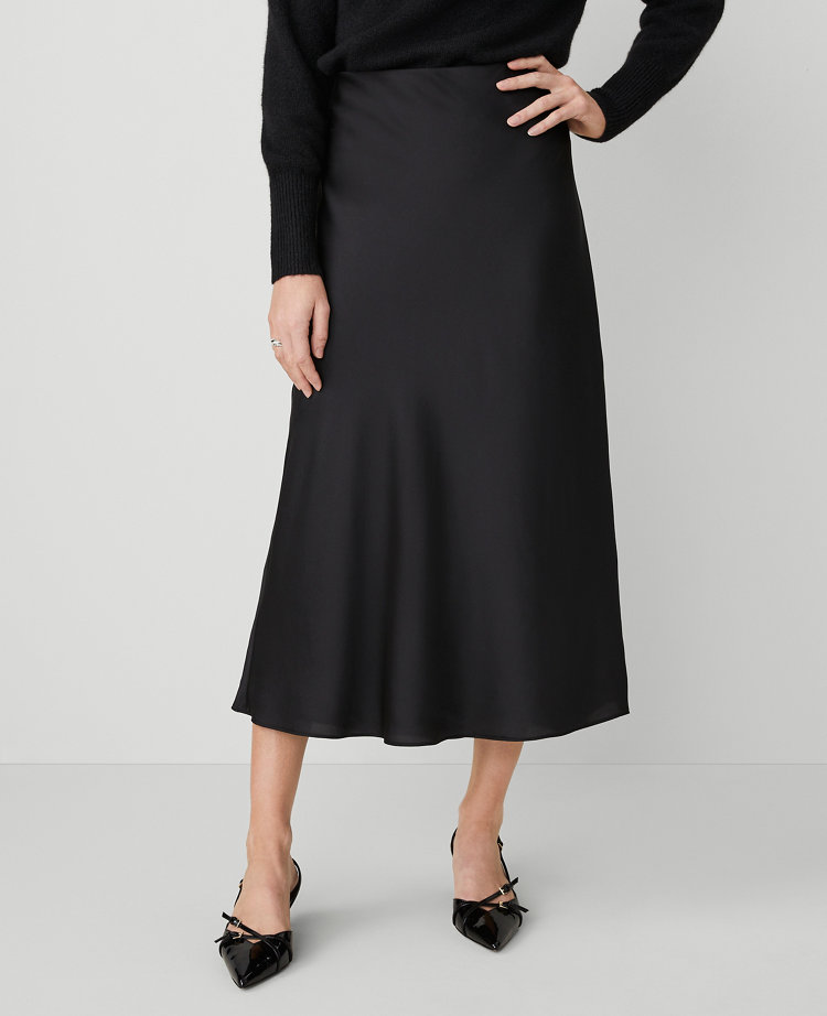 Satin Bias Midi Slip Skirt