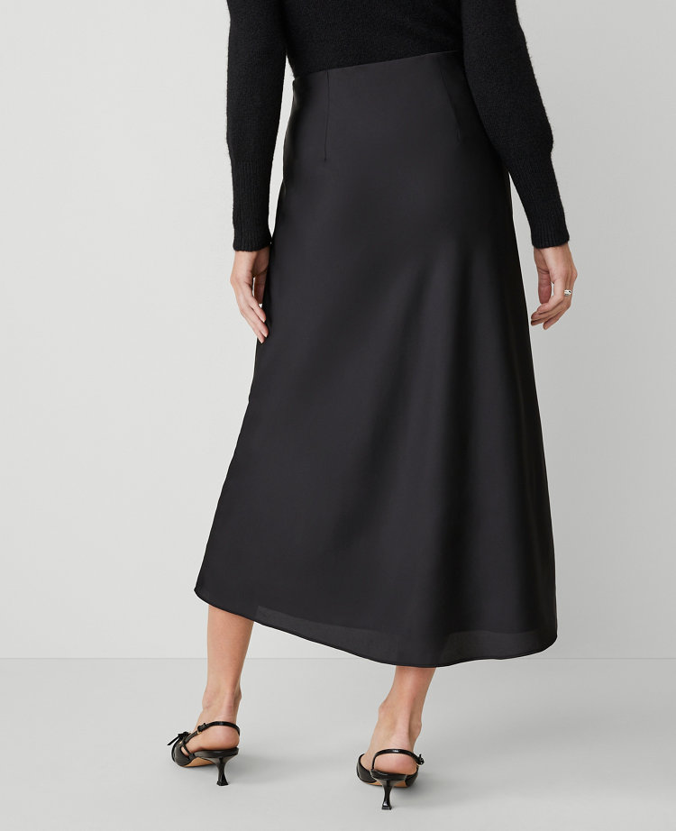 Satin Bias Midi Slip Skirt