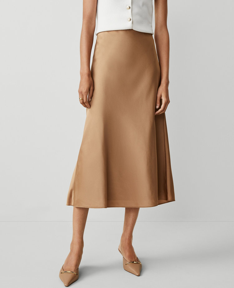 Satin Bias Midi Slip Skirt