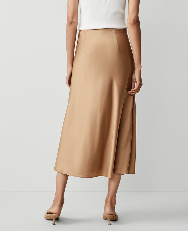 Satin Bias Midi Slip Skirt