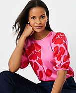 Petite Floral Puff Sleeve Top carousel Product Image 3