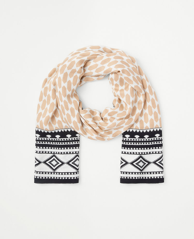 Ann Taylor Check Scarf White Women's