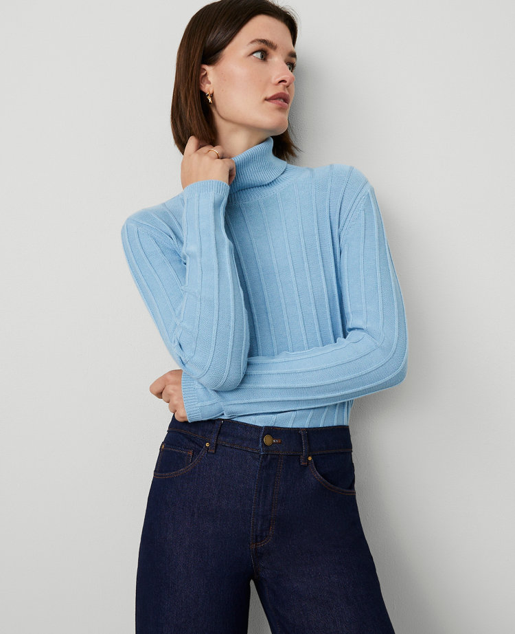 Mock Neck Ribbed Sweater